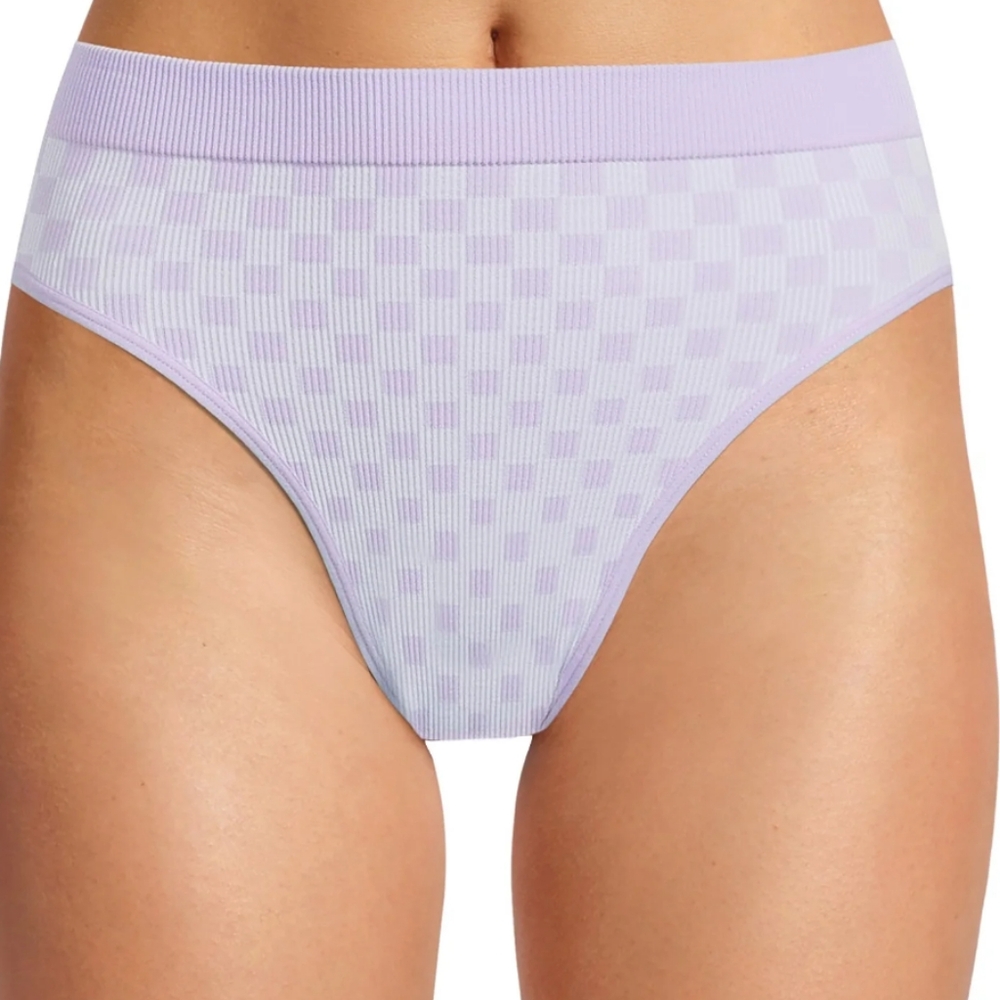 No Boundaries Women's Seamless High Cut Panty, 2-Pack Checkered
